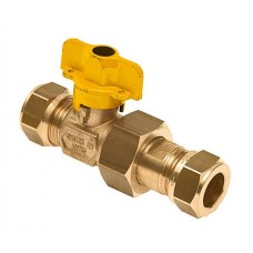 Bonfix  Gaskogelkraan 15 mm. knel x 15 mm. koppeling knel